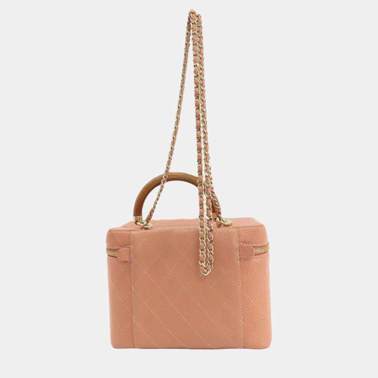 Pre Owned Chanel Pink Knock On Wood Vanity Case