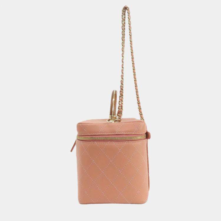 Pre Owned Chanel Pink Knock On Wood Vanity Case