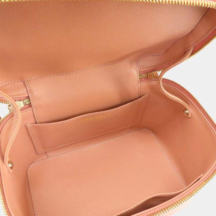 Pre Owned Chanel Pink Knock On Wood Vanity Case