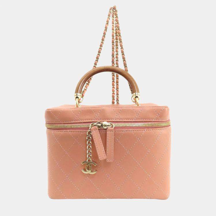 Pre Owned Chanel Pink Knock On Wood Vanity Case