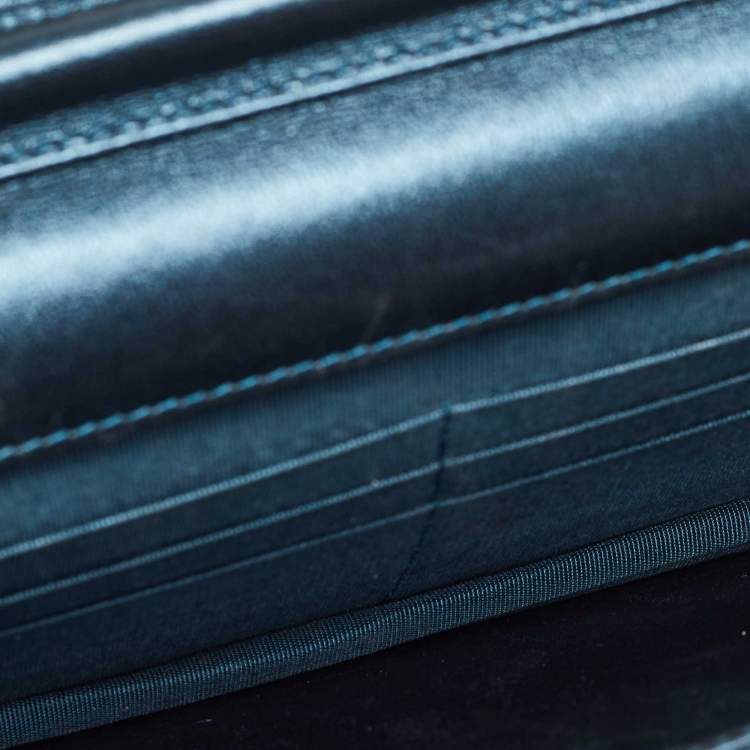 Pre Owned Chanel Metallic Teal Lizard CC Classic Wallet on Chain  