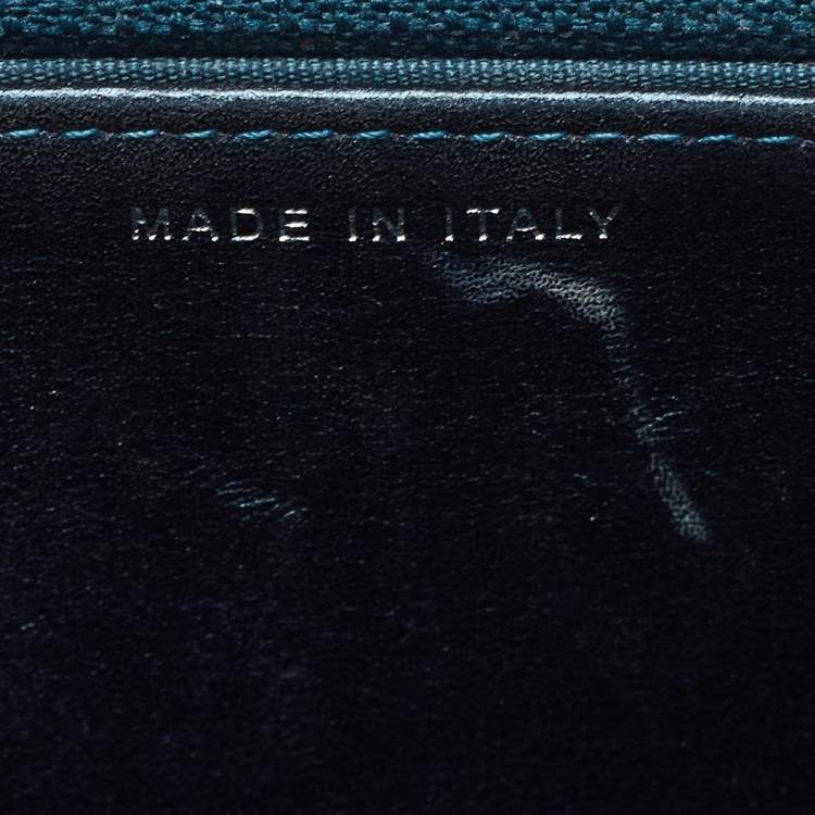 Pre Owned Chanel Metallic Teal Lizard CC Classic Wallet on Chain  