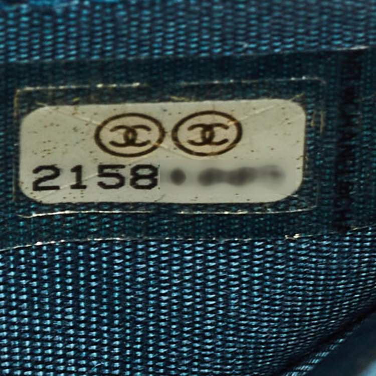 Pre Owned Chanel Metallic Teal Lizard CC Classic Wallet on Chain  