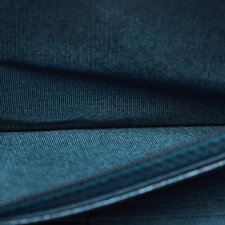 Pre Owned Chanel Metallic Teal Lizard CC Classic Wallet on Chain  