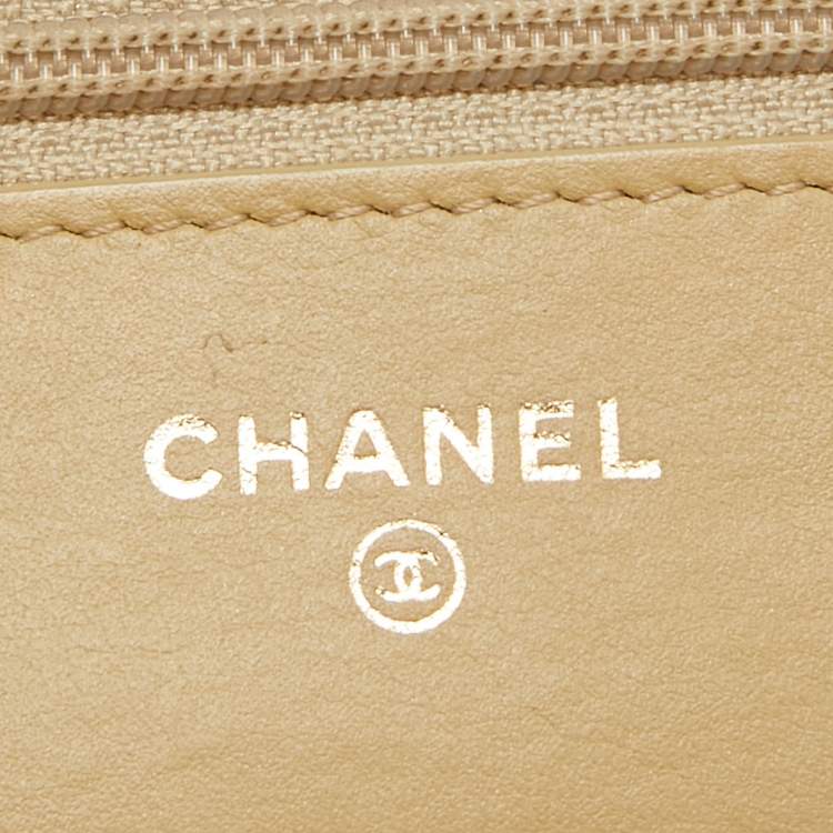 Pre Owned Chanel Gold Quilted Python Boy Wallet on Chain