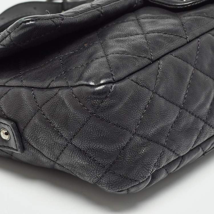 Pre Owned Chanel Black Quilted Leather Easy Reissue Messenger Bag