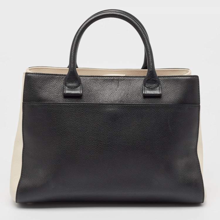 Pre Owned Chanel Black/Cream Leather Small Neo Executive Shopper Tote