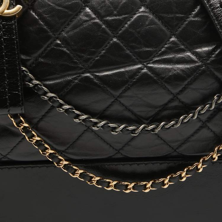 Pre Owned Chanel Black Quilted Aged Leather Medium Gabrielle Hobo