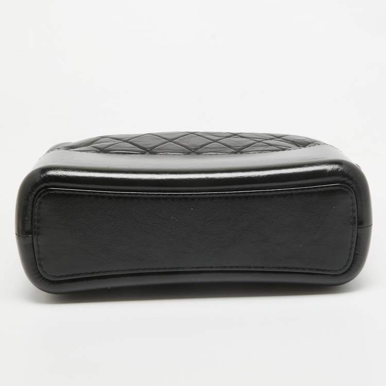 Pre Owned Chanel Black Quilted Aged Leather Medium Gabrielle Hobo