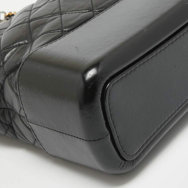 Pre Owned Chanel Black Quilted Aged Leather Medium Gabrielle Hobo