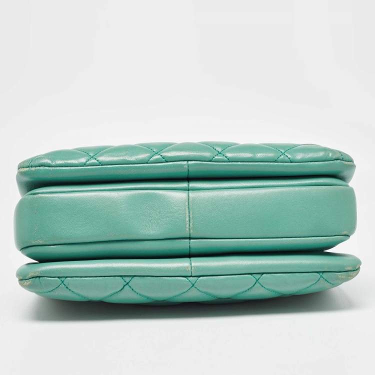Pre Owned Chanel Aqua Green Quilted Leather Small Trendy CC Flap Bag