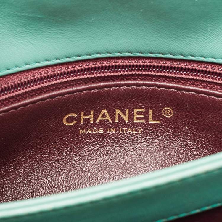 Pre Owned Chanel Aqua Green Quilted Leather Small Trendy CC Flap Bag