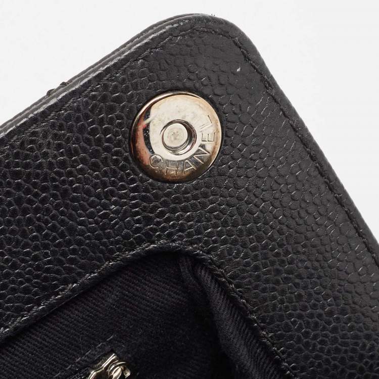 Pre Owned Chanel Black Caviar Leather CC Frame Clutch