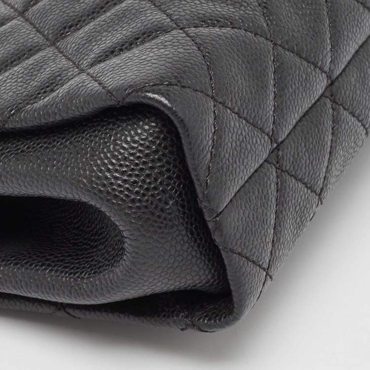 Pre Owned Chanel Black Caviar Leather CC Frame Clutch