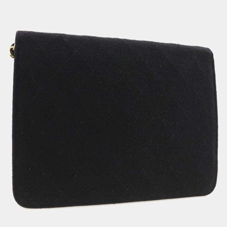 Pre Owned Chanel Black Fabric Flap Bag Shoulder Bag