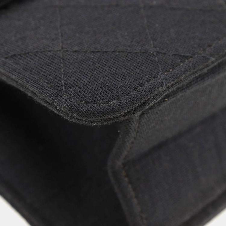 Pre Owned Chanel Black Fabric Flap Bag Shoulder Bag