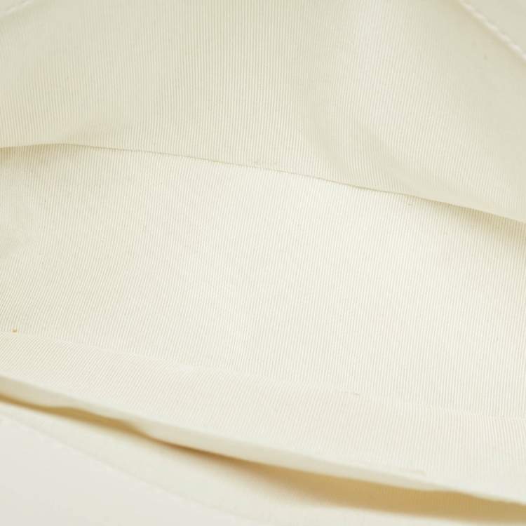 Pre Owned Chanel White Pearl Embellished Leather Medium Boy Flap Bag