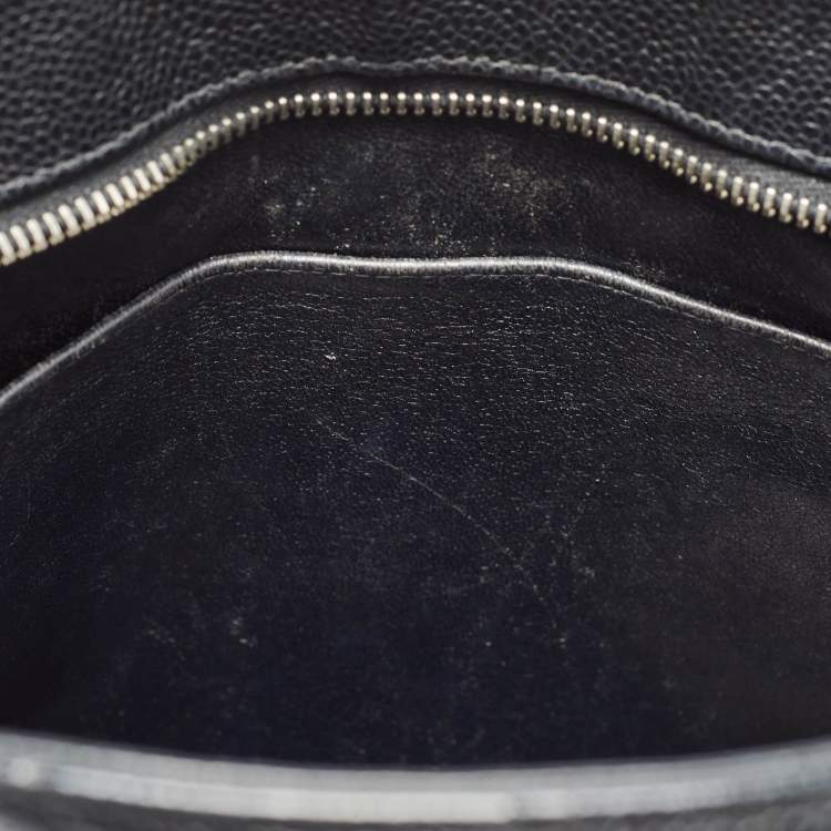 Pre Owned Chanel Black Quilted Caviar Leather Medallion Tote