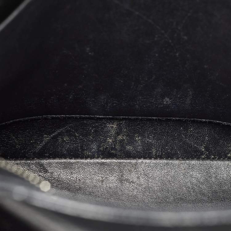 Pre Owned Chanel Black Quilted Caviar Leather Medallion Tote