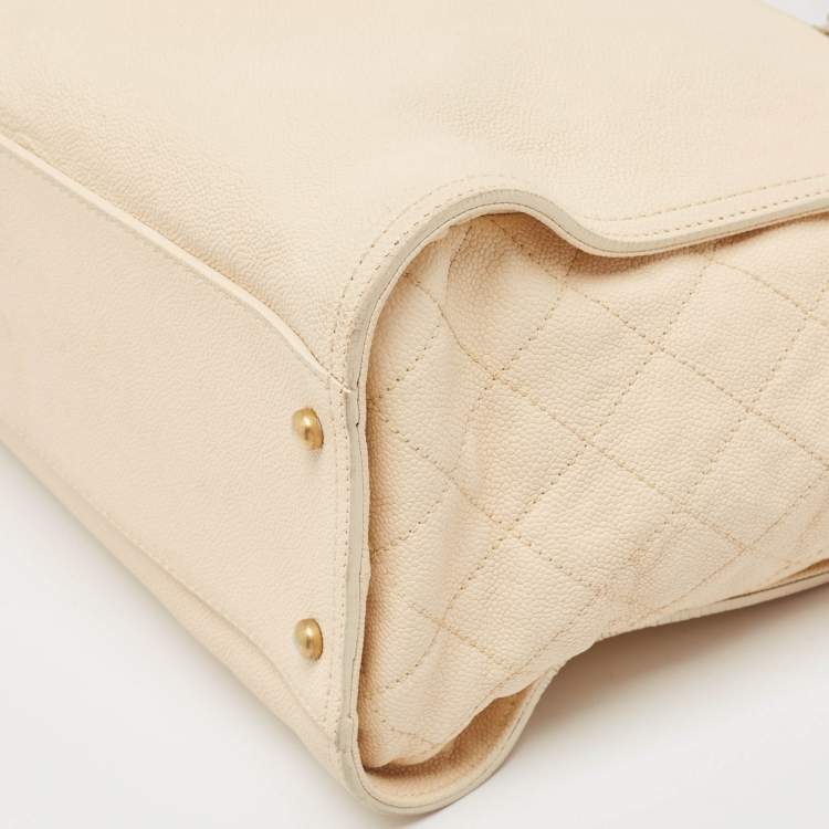 Pre Owned Chanel Beige Caviar Leather Reissue Large Shopper Tote