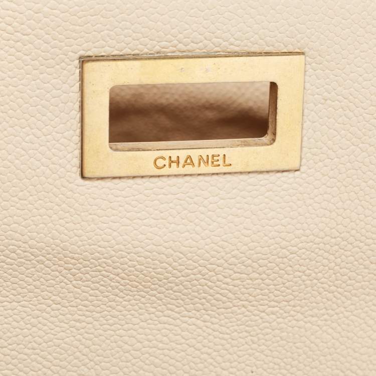 Pre Owned Chanel Beige Caviar Leather Reissue Large Shopper Tote