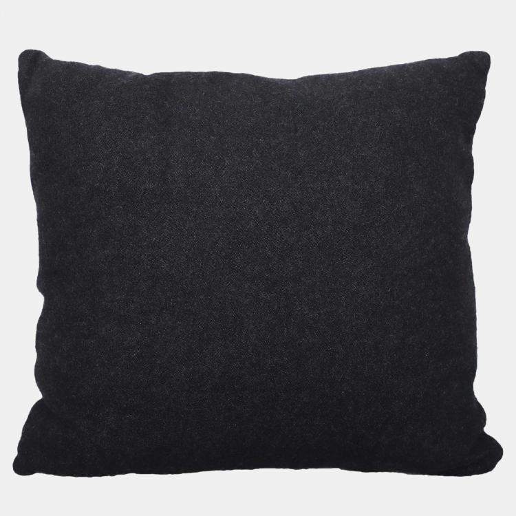 Pre Owned Chanel Black & Grey Wool & Cashmere Logo Pillow
