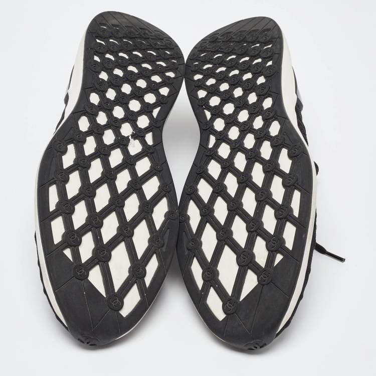 Pre Owned Chanel Black Stretch Fabric Low Top Sneaker Size 42