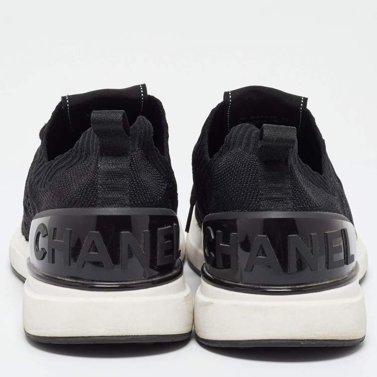 Pre Owned Chanel Black Stretch Fabric Low Top Sneaker Size 42