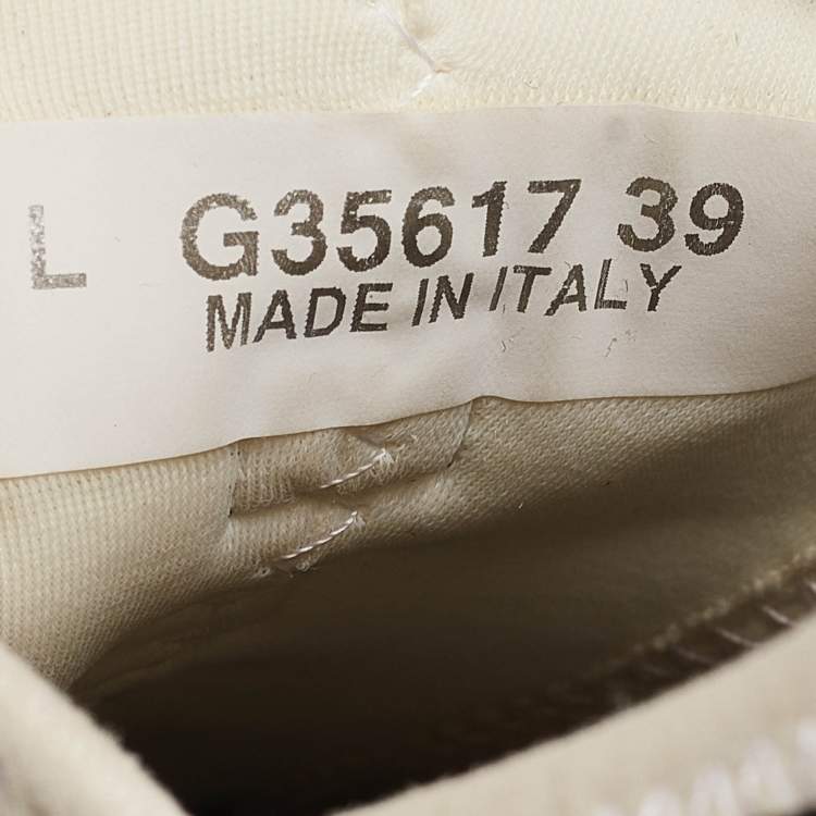 Pre Owned Chanel White Fabric and Suede CC Lace Up Sneakers Size 39
