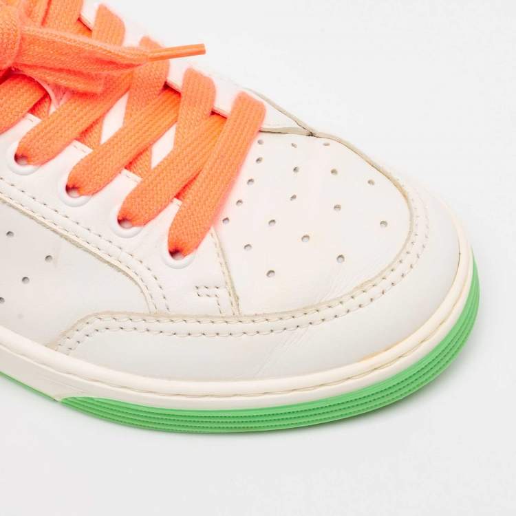 Pre Owned Chanel White Leather Perforated Low Top Sneakers Size 37