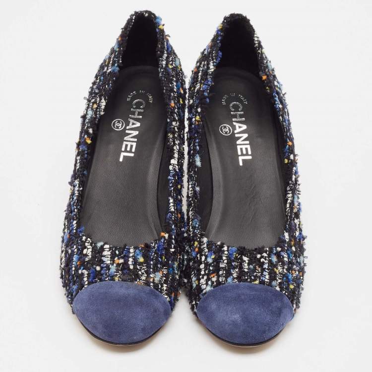 مملوكة مسبقًا Chanel Multicolor Suede and Tweed Block Heel Pumps Size 40