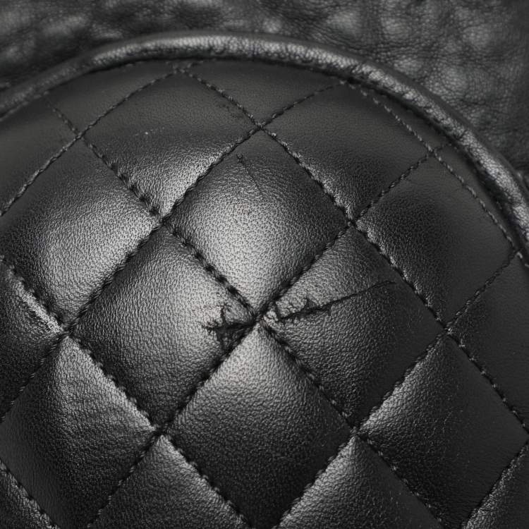 Pre Owned Chanel Black Quilted Leather Knee Length Boots Size 40