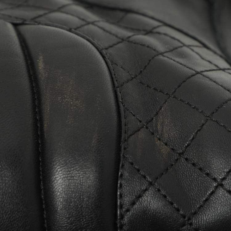 Pre Owned Chanel Black Quilted Leather Knee Length Boots Size 40