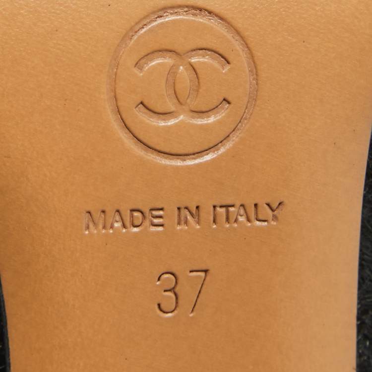 Pre Owned Chanel Black Calf Hair CC Ankle Boots Size 37