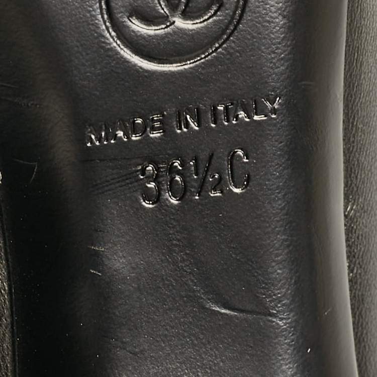 Pre Owned Chanel Black Leather CC Open Toe  Ankle Length Boots Size 36.5