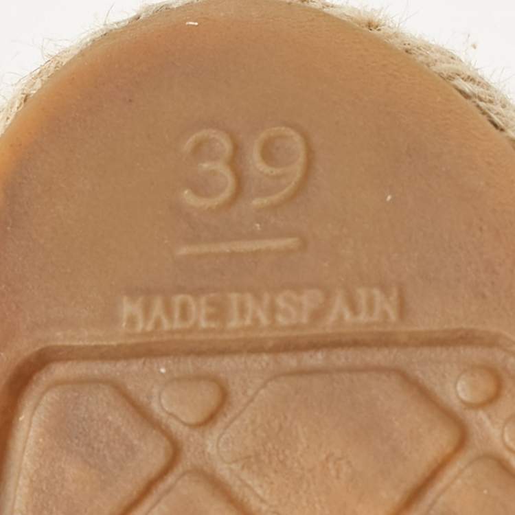 Pre Owned Chanel Black Leather CC Cap Toe Slip On Espadrille Flats Size 39