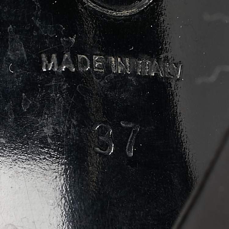 Pre Owned Chanel Black Leather CC Cap Toe Mid Calf Boots Size 37