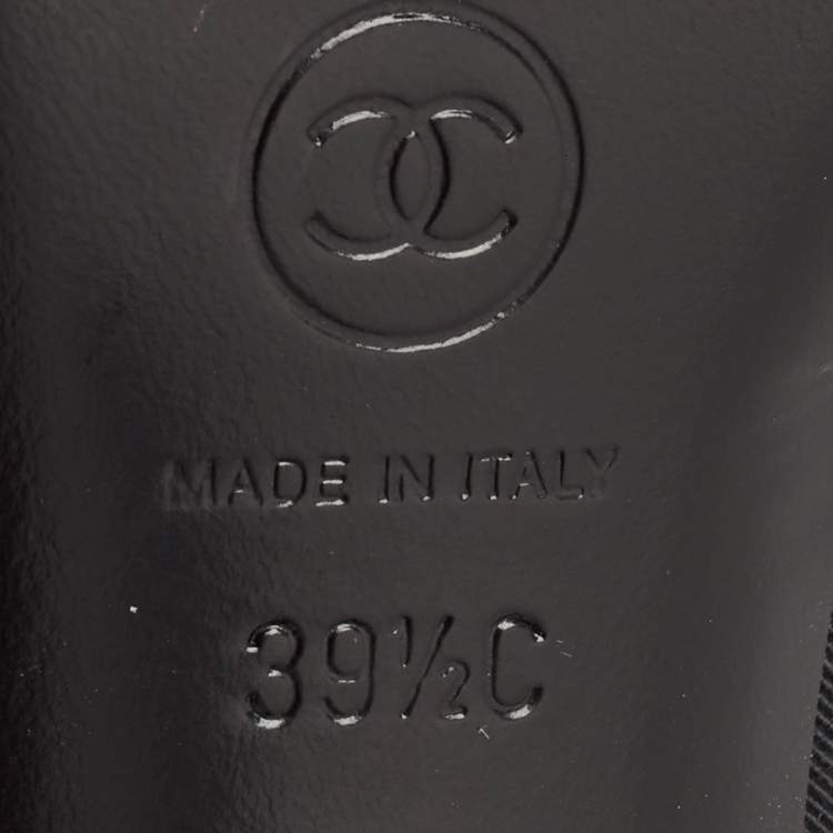 Pre Owned Chanel Black Sequins and Grosgrain Cap Toe CC Ankle Strap Pumps Size 39.5