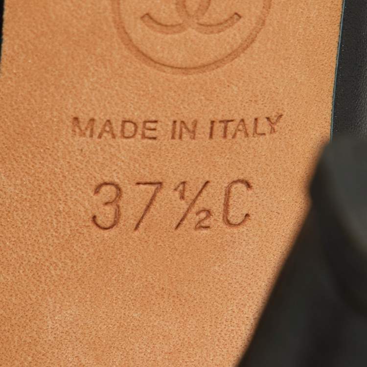 Pre Owned Chanel Black Leather CC Cap Toe Chain Platform Pumps Size 37.5