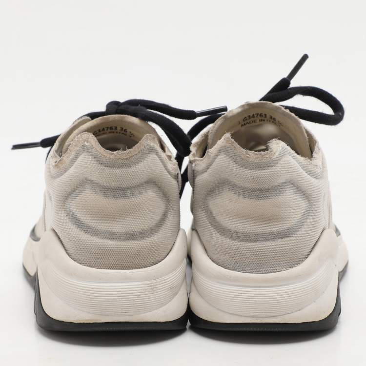 Pre Owned Chanel Light Grey Mesh CC Low Top Sneakers Size 36.5