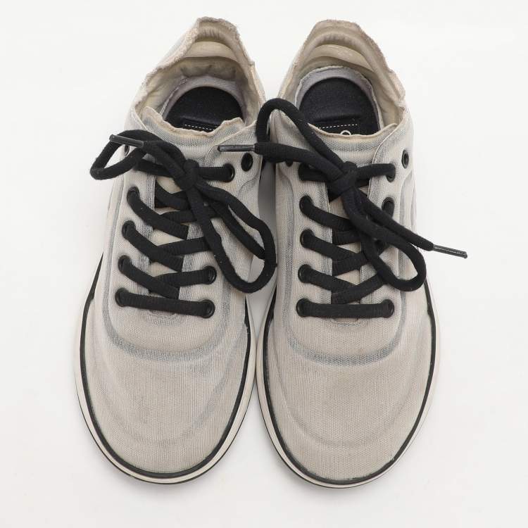 Pre Owned Chanel Light Grey Mesh CC Low Top Sneakers Size 36.5