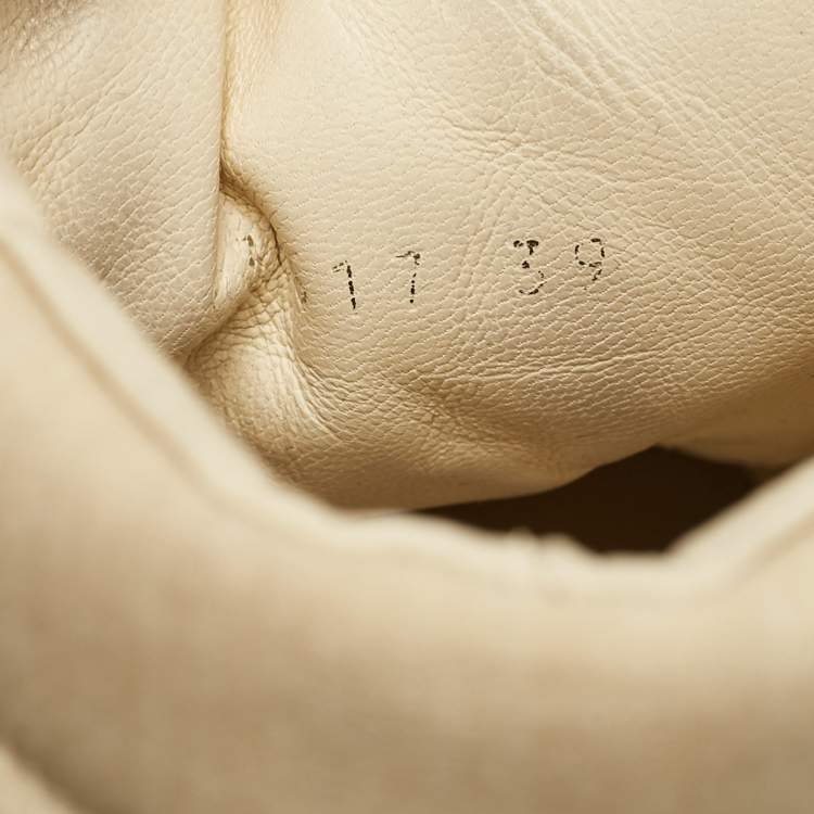 Pre Owned Chanel Cream Fabric and Suede CC Side Zip High Top Sneakers Size 39