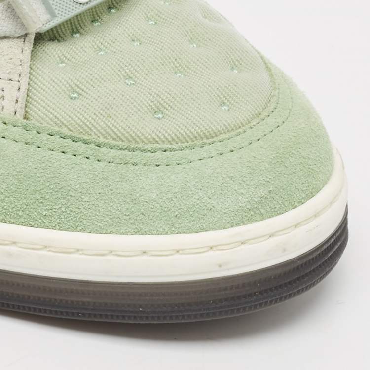 Pre Owned Chanel Light Green Fabric and Suede Skateboard Low Top Sneakers Size 36