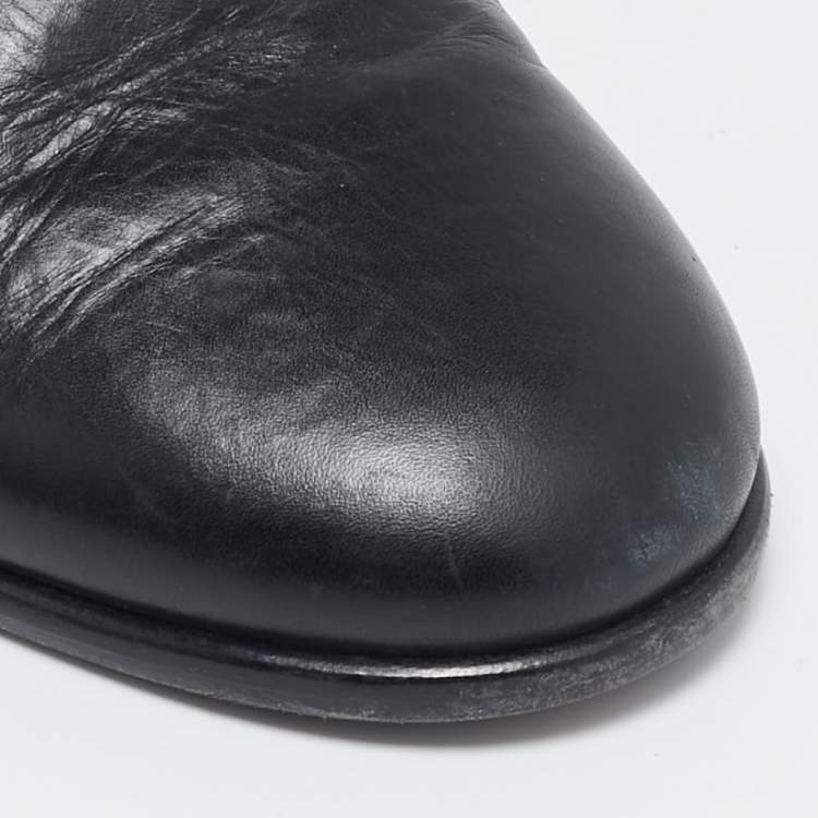 Pre Owned Chanel Black Leather Lucky Charms Oxfords Size 39.5