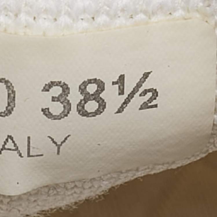 Pre Owned Chanel White Knit Fabric and Suede Lace Up Sneakers Size 38.5