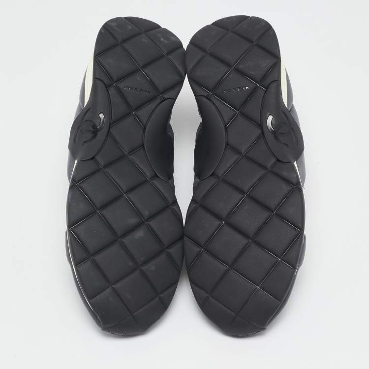 Pre Owned Chanel Grey Stretch Fabric Slip On Sneakers Size 38.5