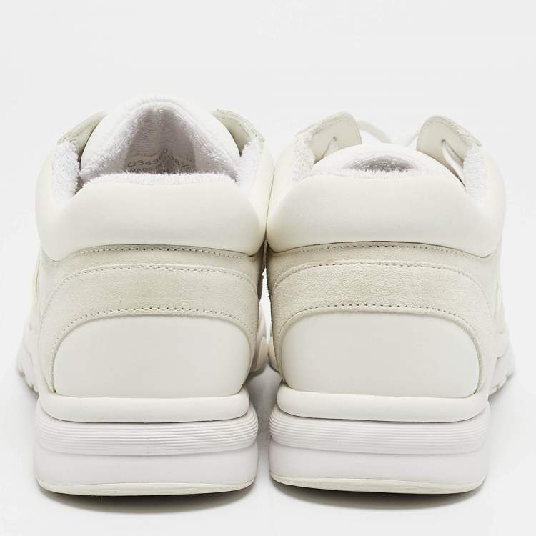 Pre Owned Chanel White Suede and Nylon CC Low Top Sneakers Size 38.5