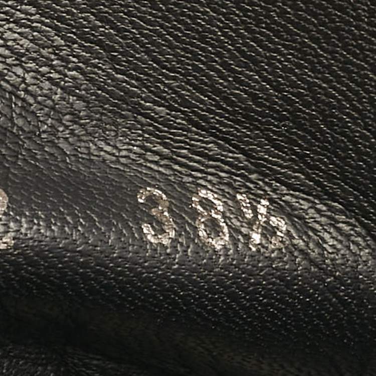 Pre Owned Chanel Black Leather CC Derby Ankle Boots Size 38.5