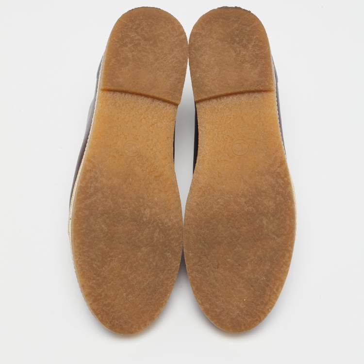 Pre Owned Chanel Blue/Brown Leather CC Cap Toe Ankle Length Boots Size 38.5