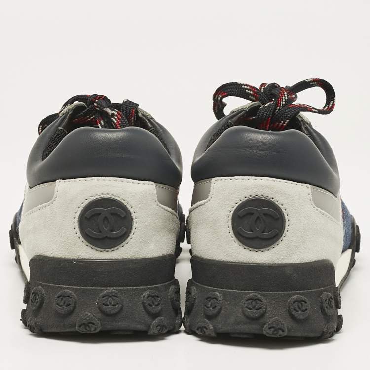 Pre Owned Chanel Multicolor Leather and Nylon Low Top Sneakers Size 38